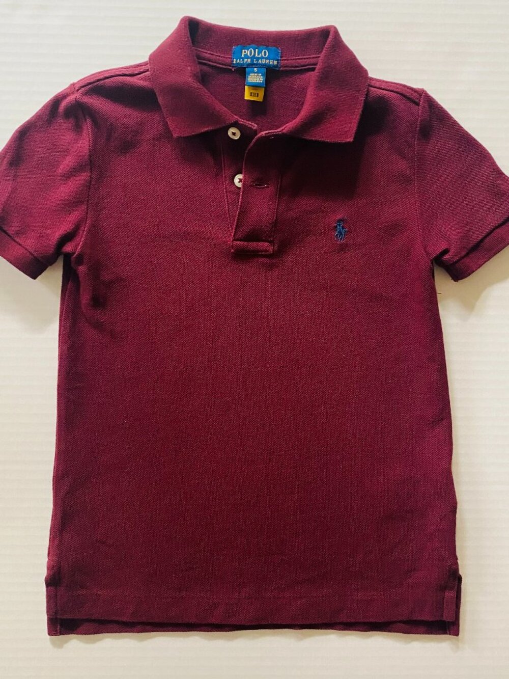 Polo Ralph Lauren Boys Size 5 Burgundy Mesh Polo EUC